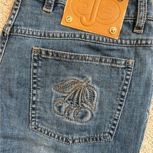 Escada Blue Jeans with Cherry Embroidery